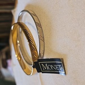 New Monet Gold-tone Diamond Cut Bangle Bracelet Set